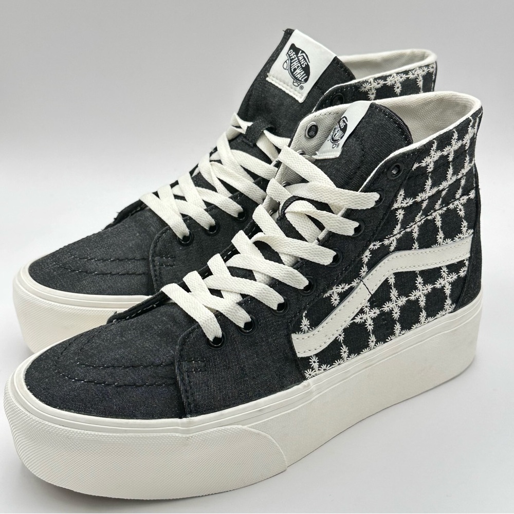 Unisex VANS Sk8-Hi Tapered Stackform Shoes Sz W9.5=M 8Denim Mix Black Platform